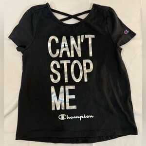 Champion Black Tee with Silver Graphic